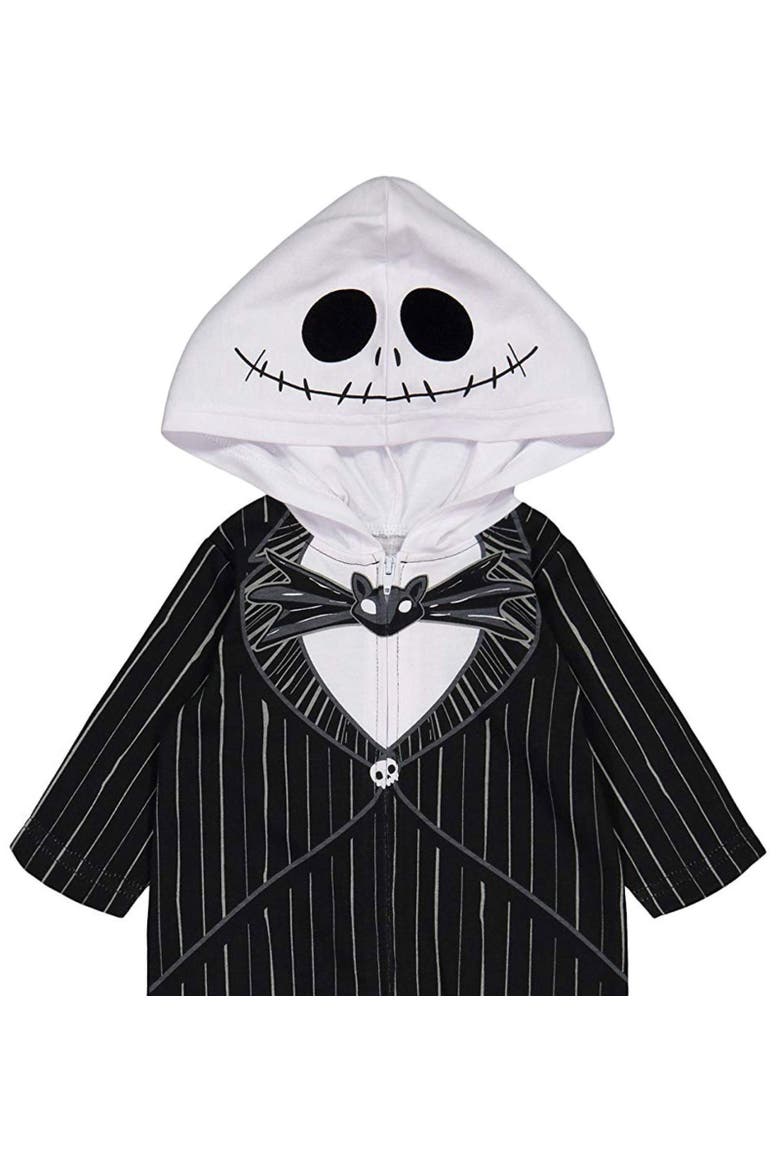 Nightmare Before Christmas Jack Skellington Cosplay Hooded One Piece Jumpsuit, Alternate, color, Jack Skellington Black