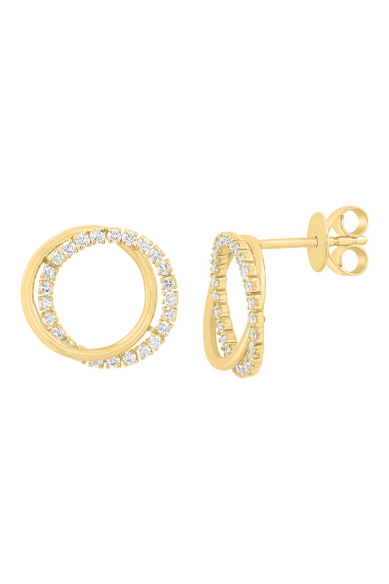 14K Gold Plated Pavé Lab Grown Diamond Hoop Earrings, Main, color, GOLD