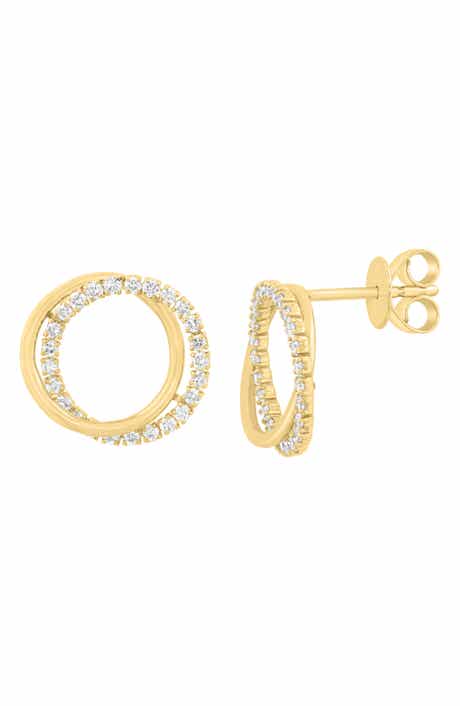 EFFY 14K Gold Plated Pavé Lab Grown Diamond Hoop Earrings