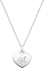Tiny Blessings Sterling Silver Baby Heart & Engraved Initial 12-14" Necklace