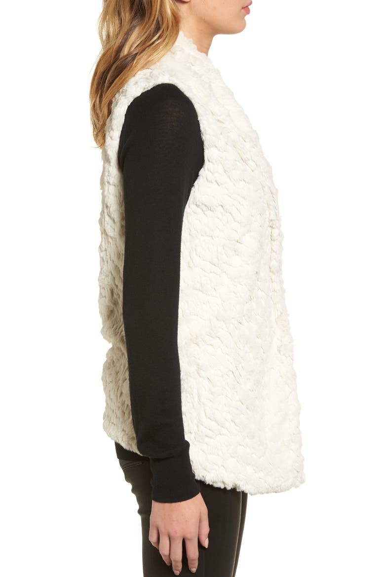 Silky Faux Fur Shawl Collar Vest, Alternate, color, WHITE