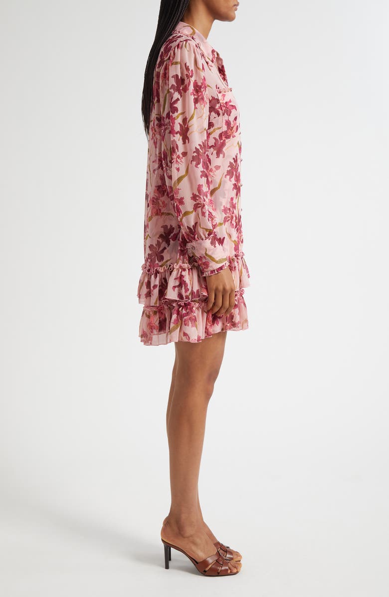Cinq à Sept Lupetto Trailing Hibiscus Long Sleeve Mini Shirtdress, Alternate, color, Blushed Petal/Multi