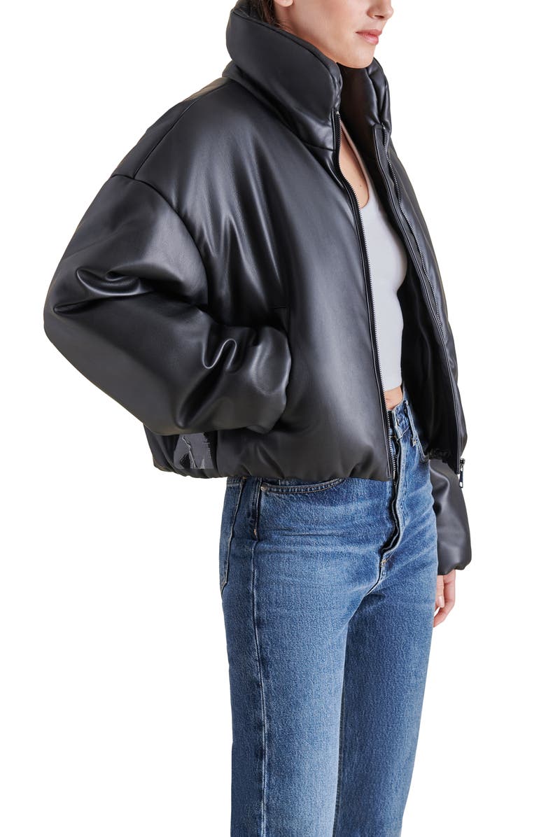 Steve Madden Stratton Faux Leather Puffer Jacket, Alternate, color, Black