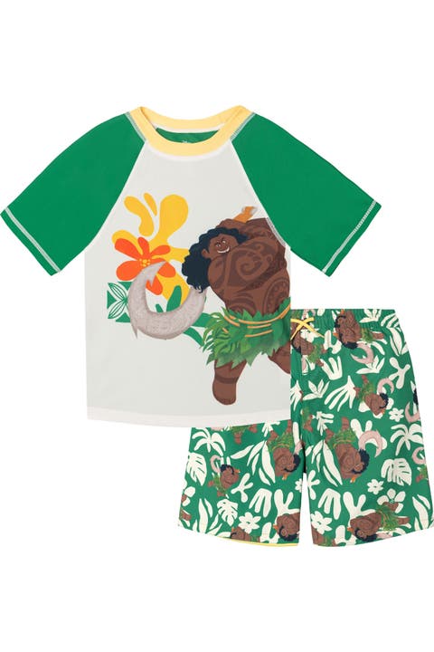 Moana Maui Swimwear 2-Piece Rash Guard and Swim Trunks Set