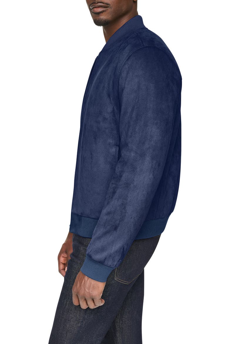 Faux Suede Bomber Jacket, Alternate, color, NAVY