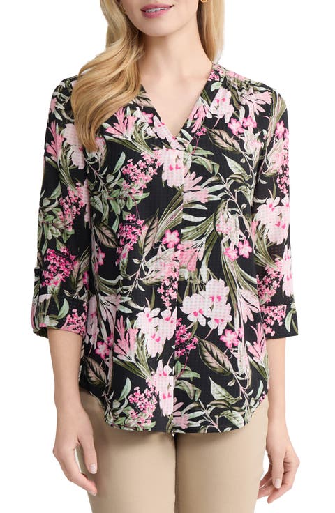 Floral Roll Sleeve Tunic