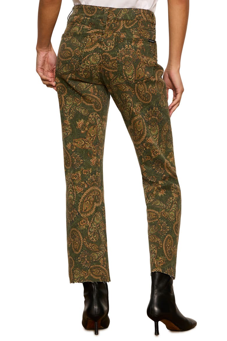Cadence '90s Paisley High Waist Raw Hem Crop Straight Leg Jeans, Alternate, color, WASHED DECO GREEN