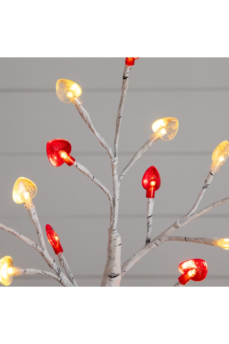 2-ft Pre-Lit Artificial Valentine's Day Twig Tree with 24  Red & White Heart Shaped LED Lights, Alternate, color, White