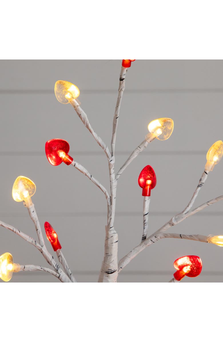NEARLY NATURAL 2-ft Pre-Lit Artificial Valentine's Day Twig Tree with 24  Red & White Heart Shaped LED Lights, Alternate, color, White