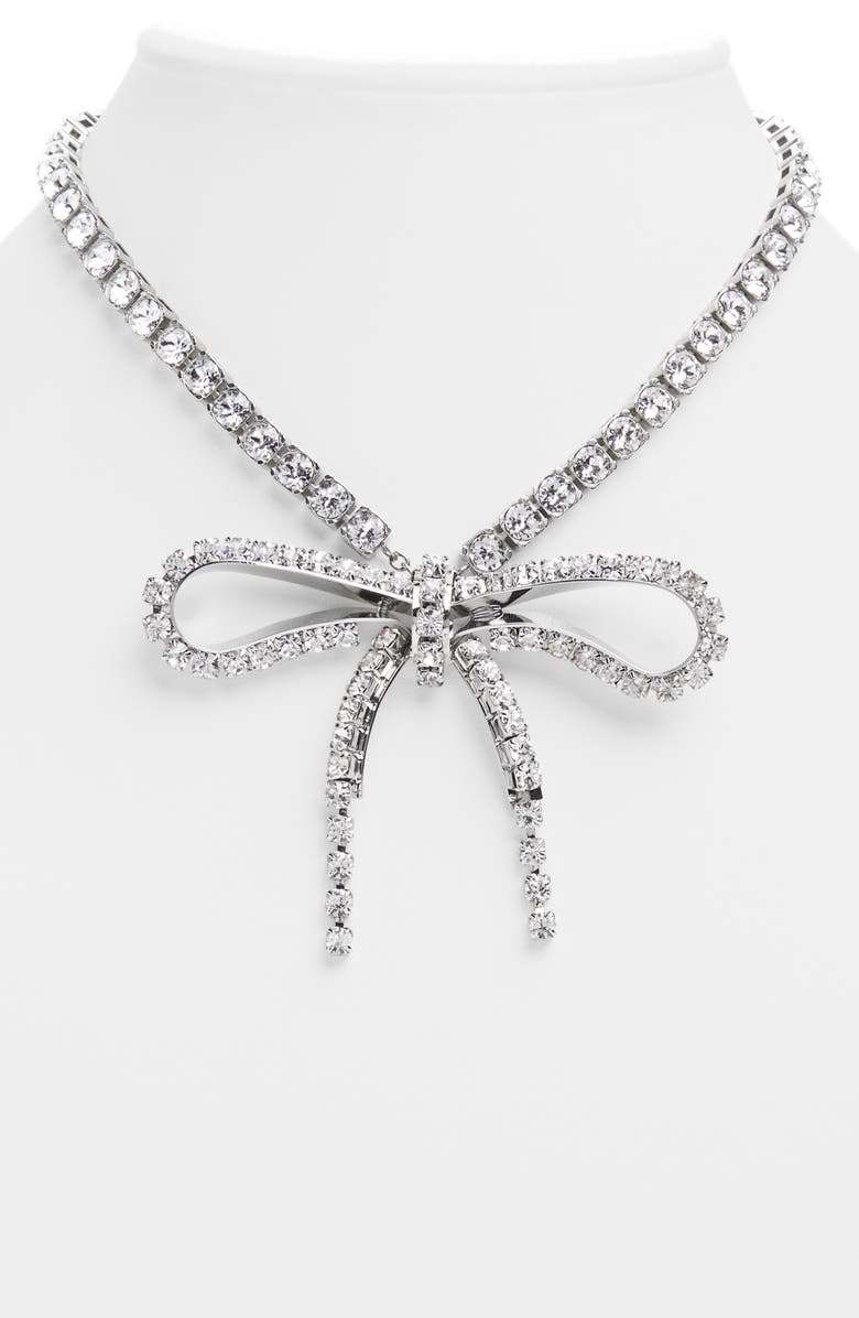 Balenciaga Archive Crystal Ribbon Necklace, Main, color, 