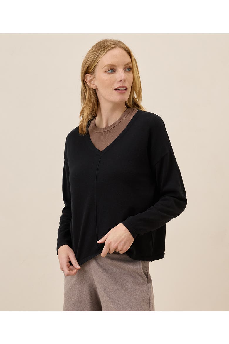 Organic Cotton Classic Fine Knit Relaxed Sweater, Alternate, color, Black