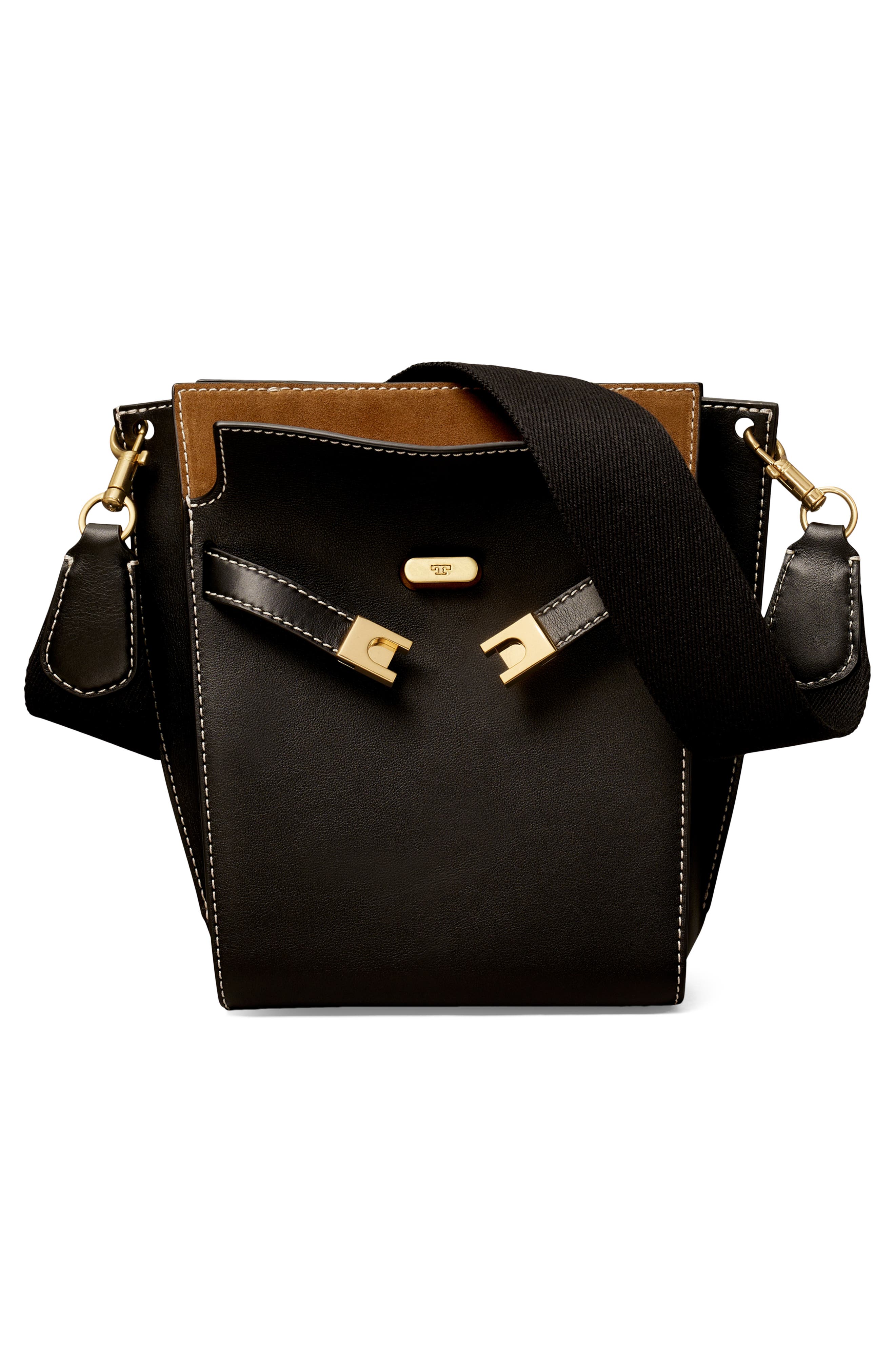 Tory Burch Lee Radziwill Leather Double Bucket Bag, Alternate, color, 