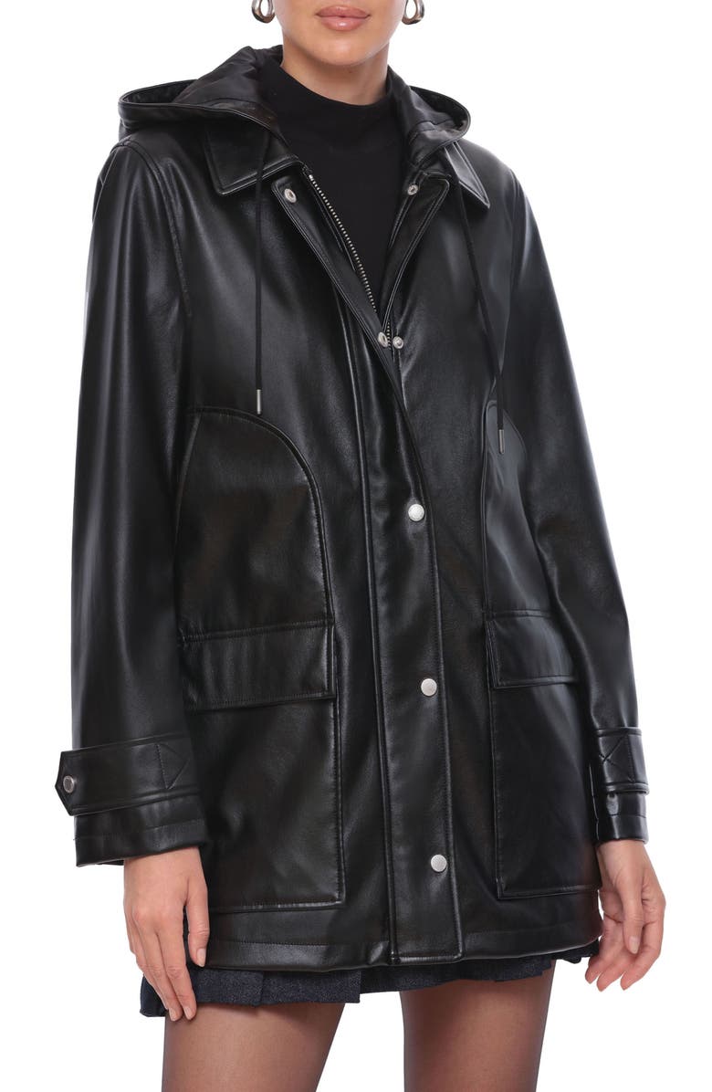 Avec Les Filles Faux Leather Hooded Jacket, Alternate, color,