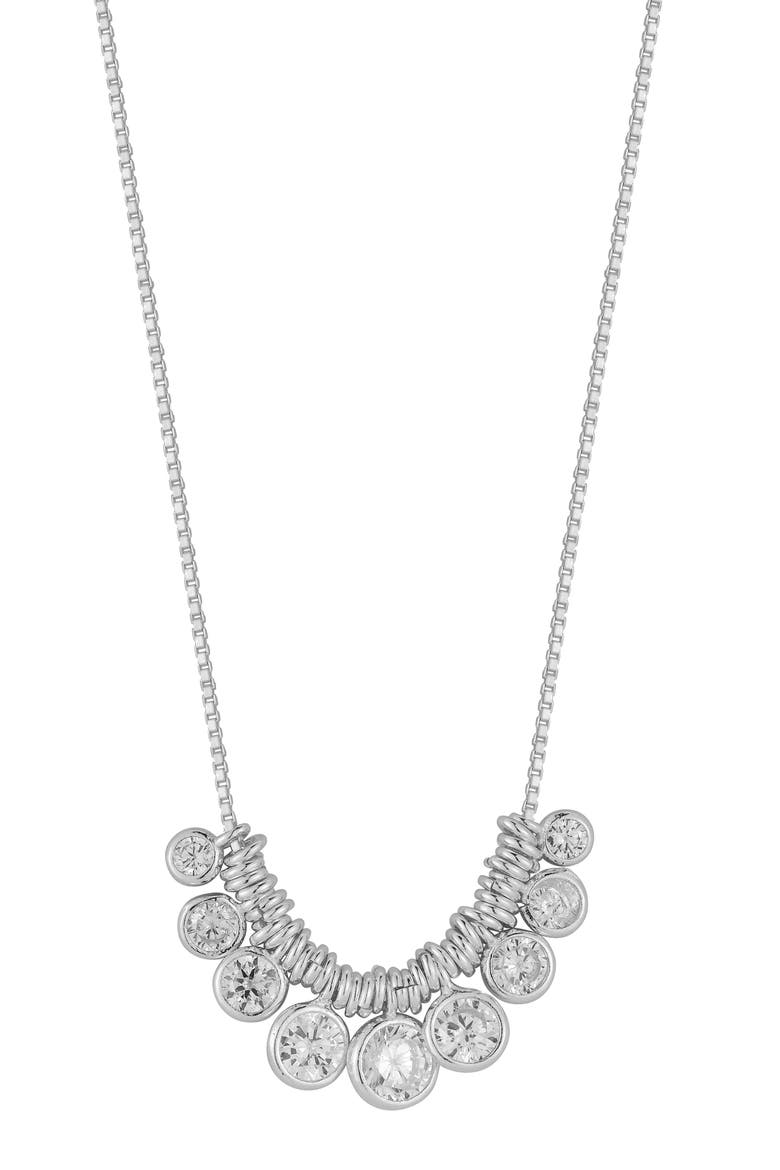 Graduated CZ Shaker Pendant Necklace, Main, color, SILVER