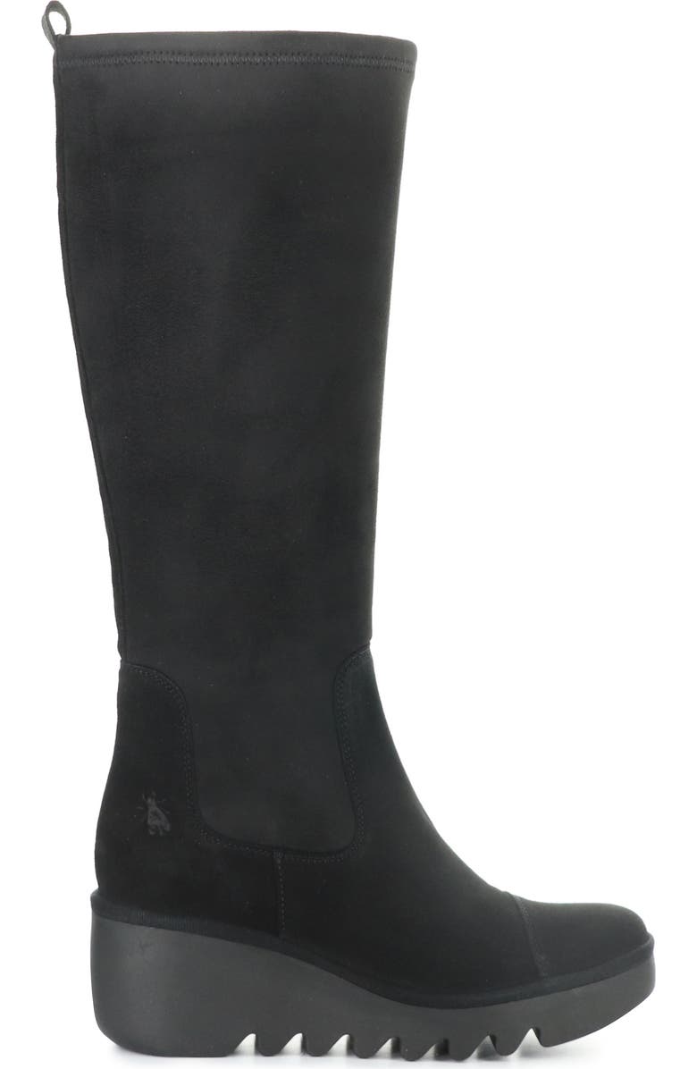 Fly London Budi Knee High Wedge Boot, Alternate, color, Black/ Black