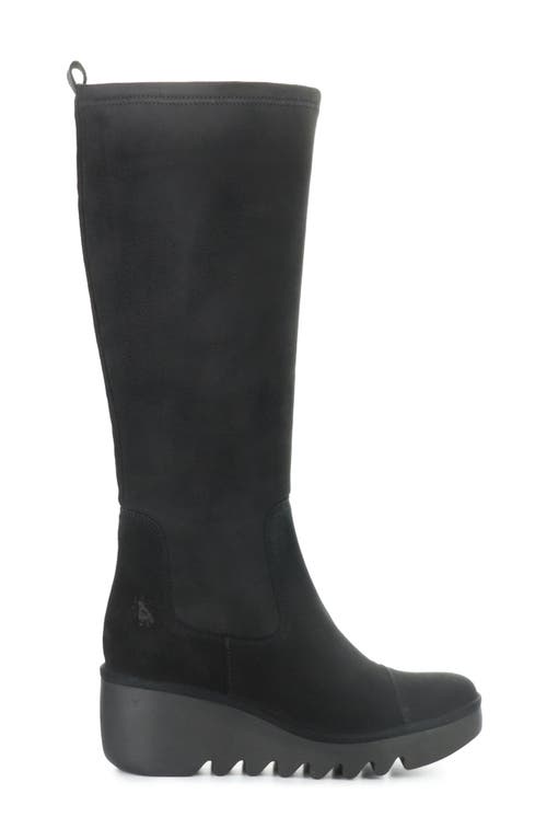 Fly London Budi Knee High Wedge Boot In Black