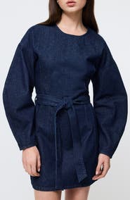 French Connection Leighton Tie Waist Long Sleeve Minidress