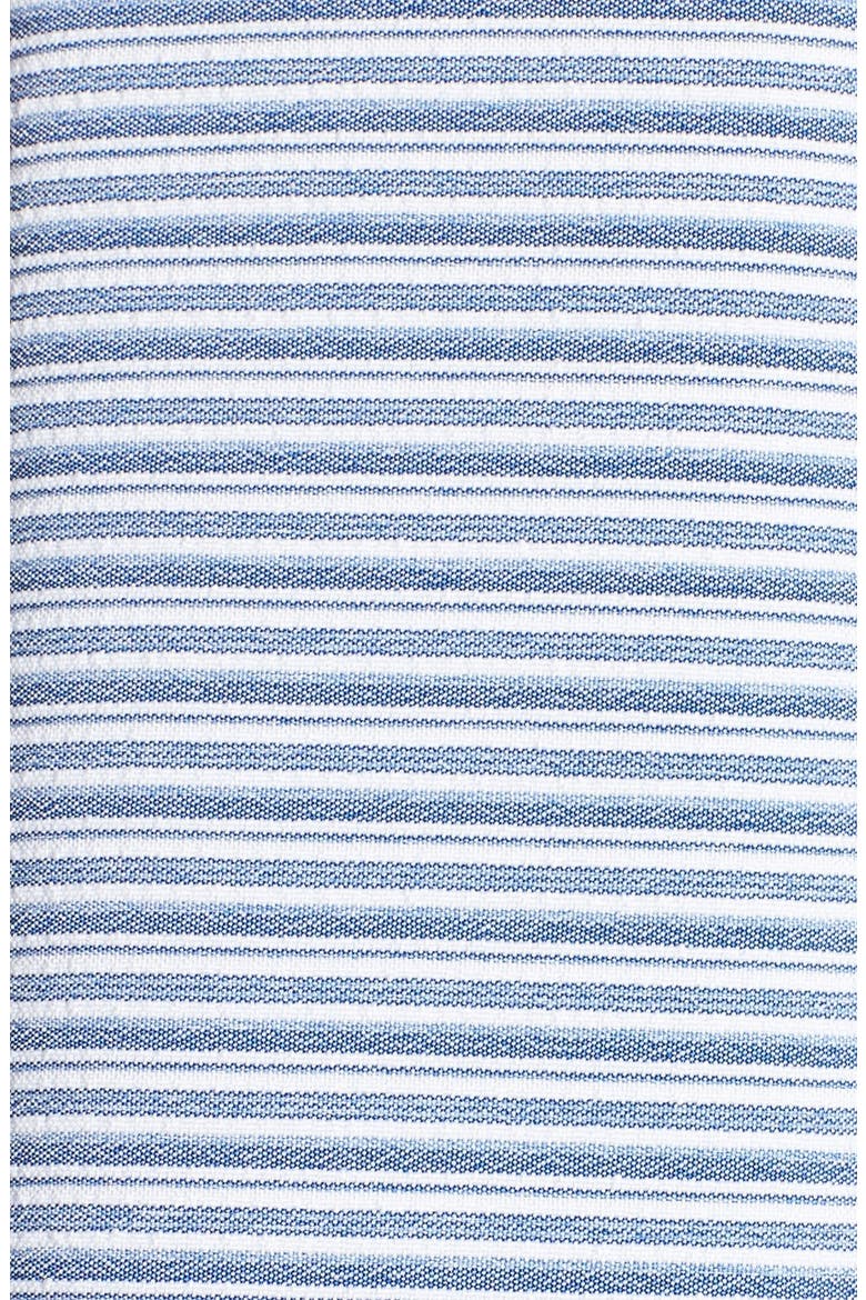 Belted Stripe Ottoman Fit & Flare Dress, Alternate, color, DENIM/ WHITE