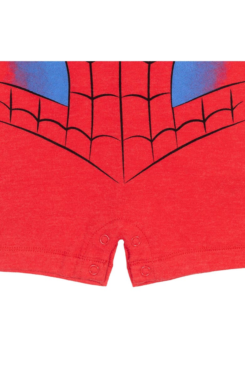 Hooded Romper, Alternate, color, Spider Man Red