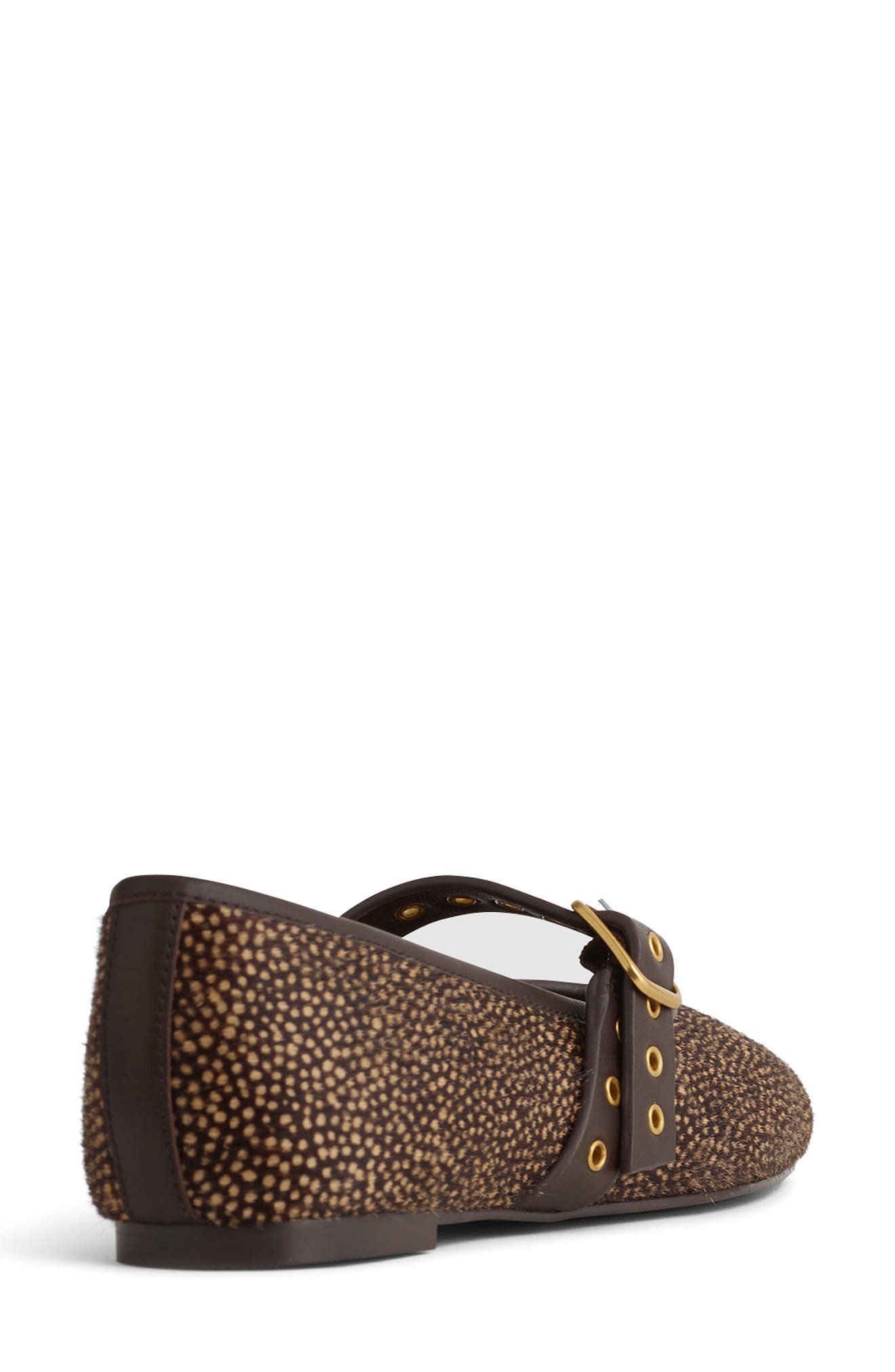 The Remy Genuine Calf Hair Mary Jane Flat, Alternate, color, PEARLY IVORY/ BROWN CALF HAIR