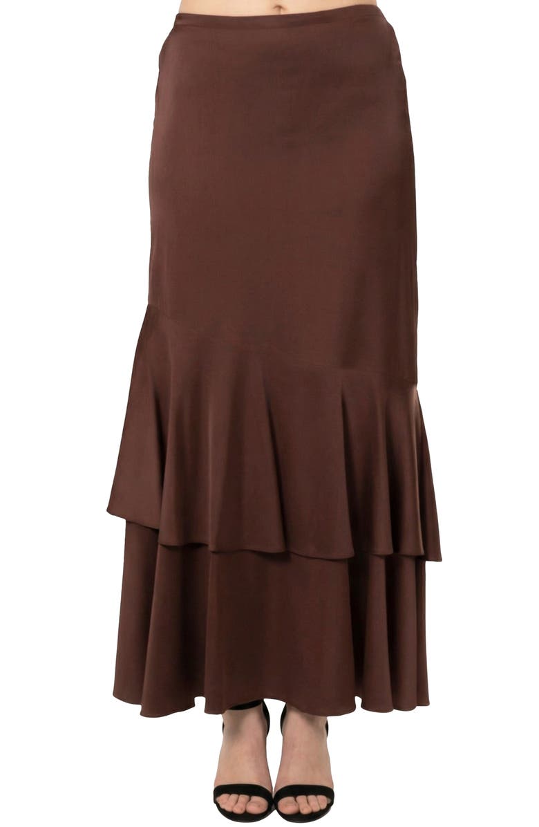 AREA STARS Solid Tulip Hem Skirt, Alternate, color, Brown