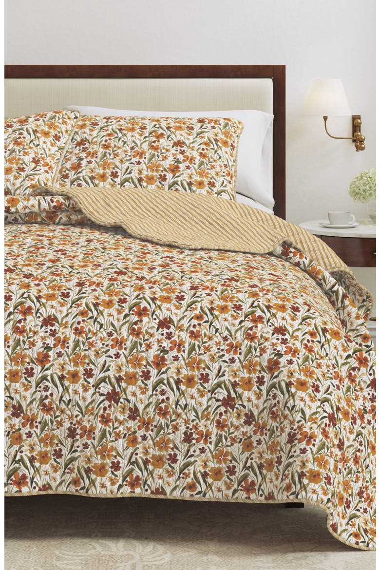 Golden Floral Meadow Quilt Set, Alternate, color, GOLDEN MEADOW