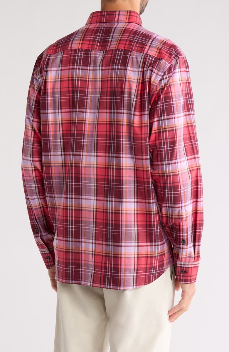 Tommy Bahama Lazlo Check Stretch Cotton & Silk Button-Up Shirt, Alternate, color, Rhumba