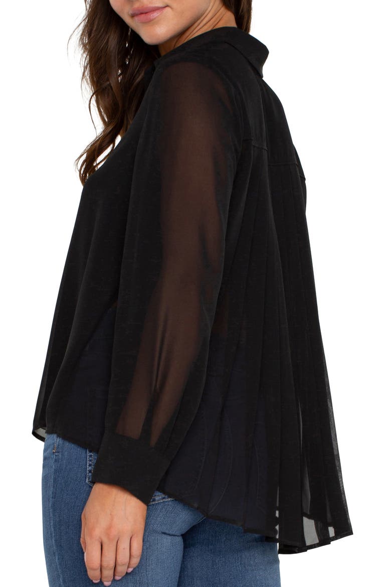 Chiffon Button-Up Shirt, Alternate, color, BLACK