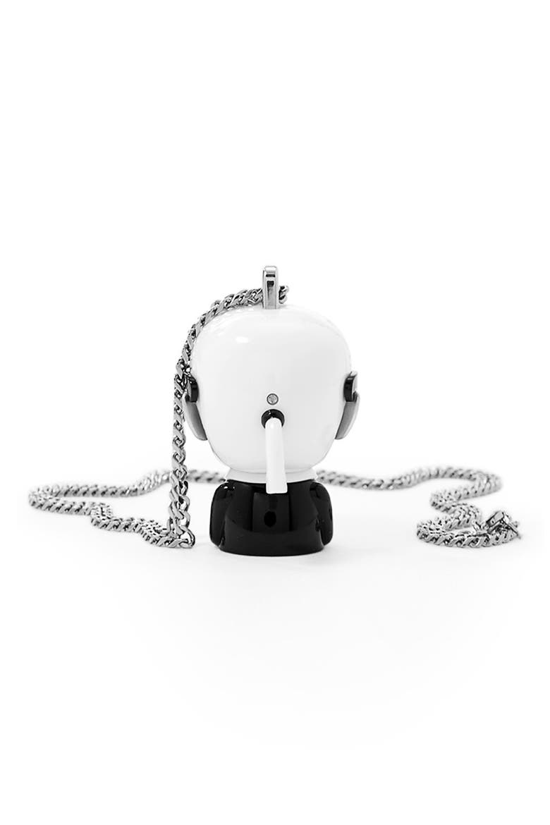 KARL LAGERFELD 'tokidoki' Digital Necklace Watch, 37mm x 51mm, Alternate, color, SILVER/ BLACK/ WHITE