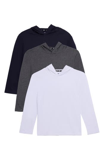 X-ray Xray Kids' 3-pack Hooded Long Sleeve Cotton T-shirts In Multi