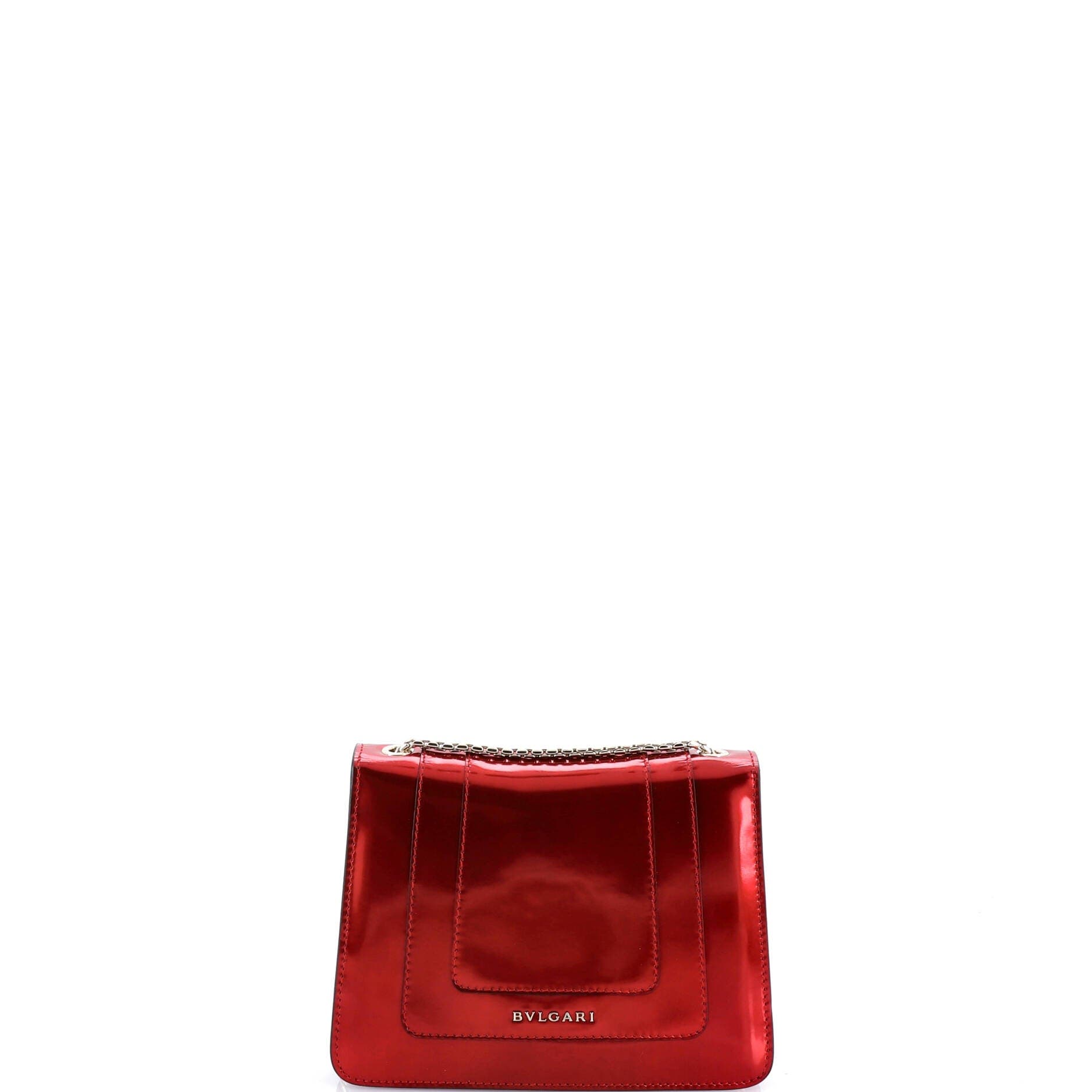 Serpenti Forever Square Shoulder Bag Metallic Leather Small, Alternate, color, Red