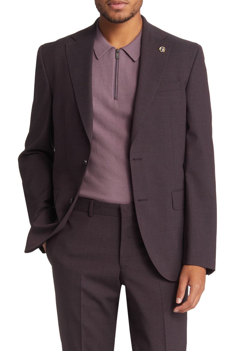 Roger Extra Slim Fit Stretch Wool Suit, Alternate, color, PLUM