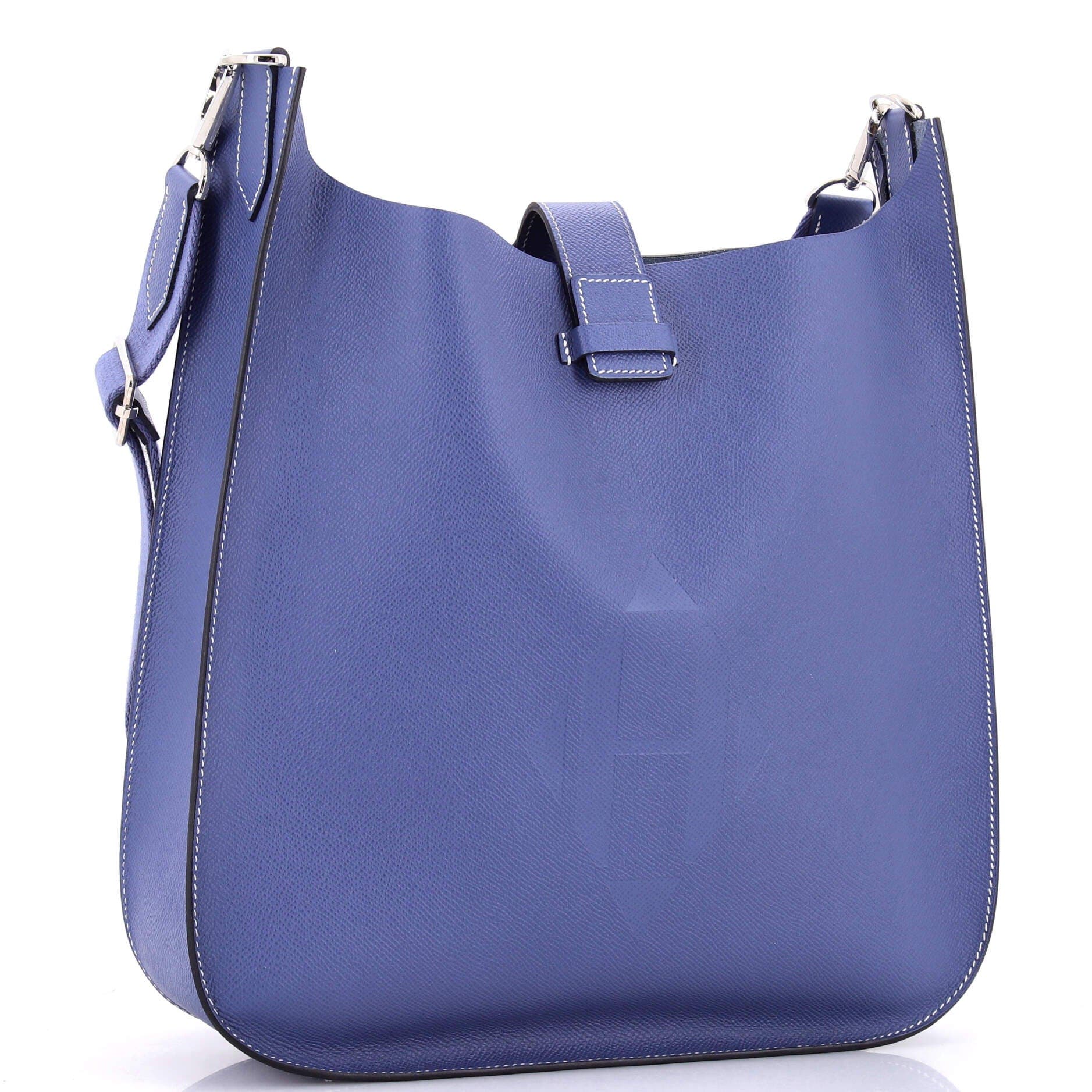 Pre-Owned Hermes Evelyne Sellier Bag Epsom 33, Alternate, color, Bleu Brighton