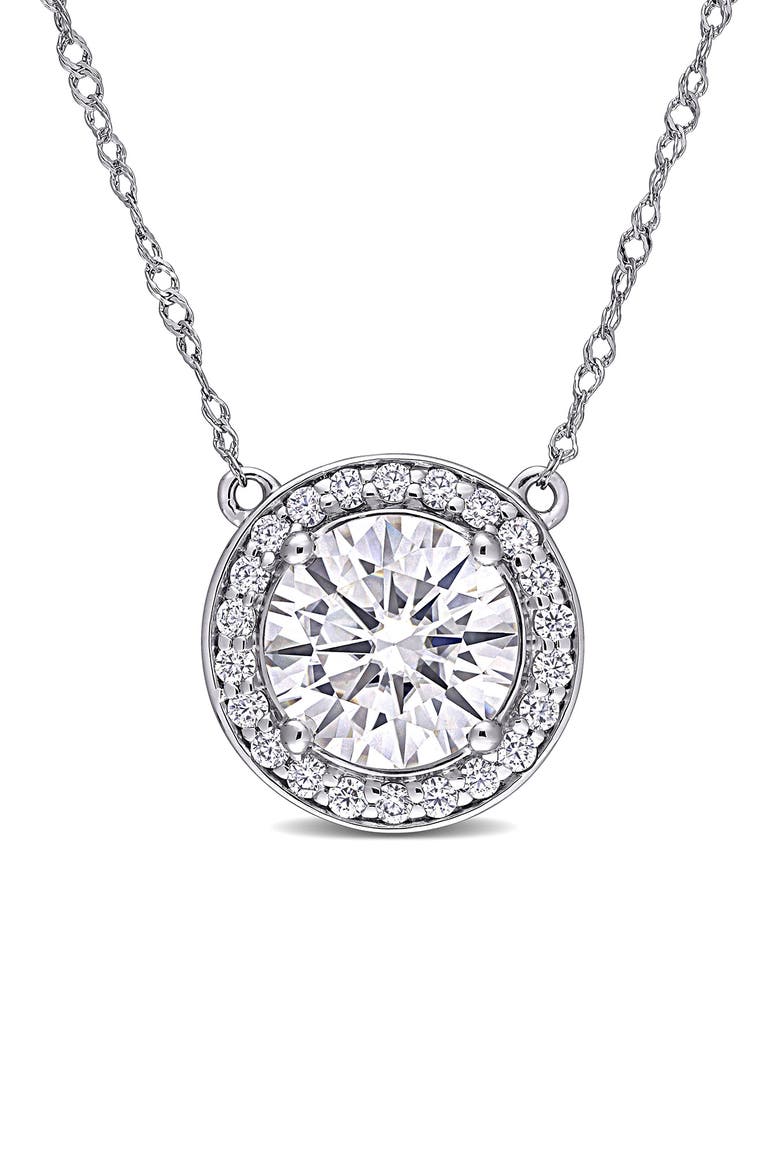 Lab Created Moissanite Pendant Necklace, Main, color, WHITE