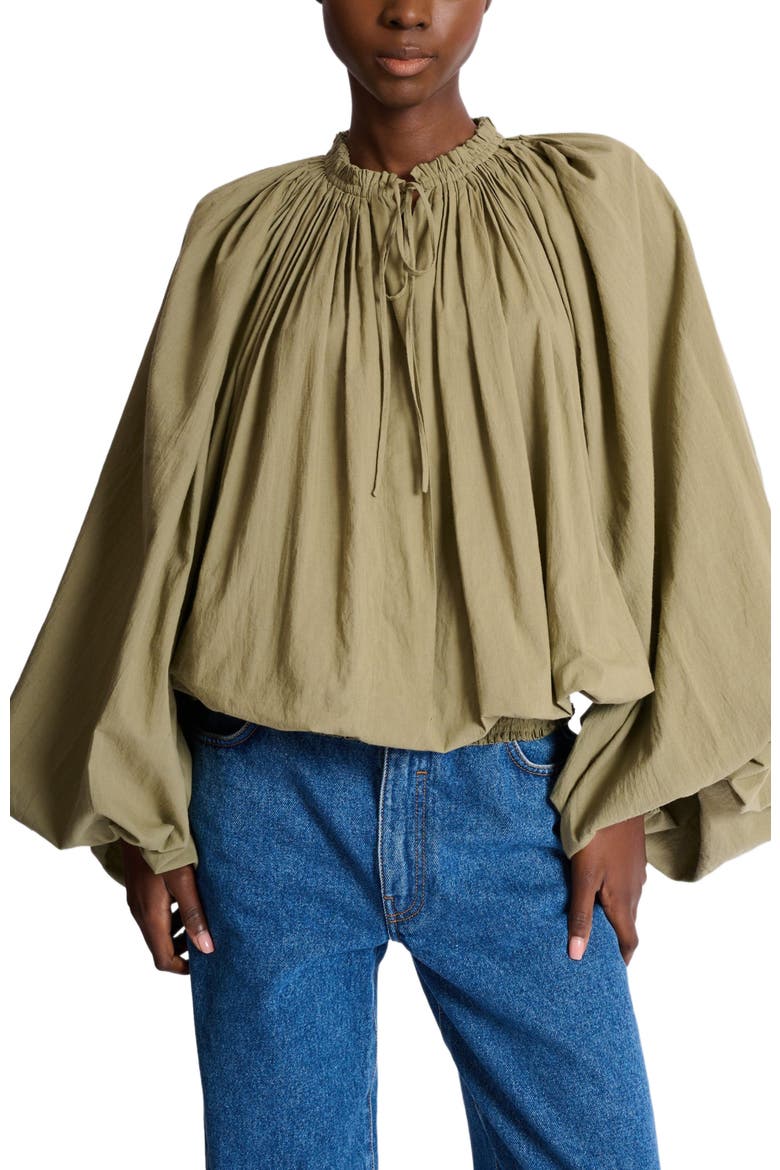 Cotton blouse, Alternate, color, green