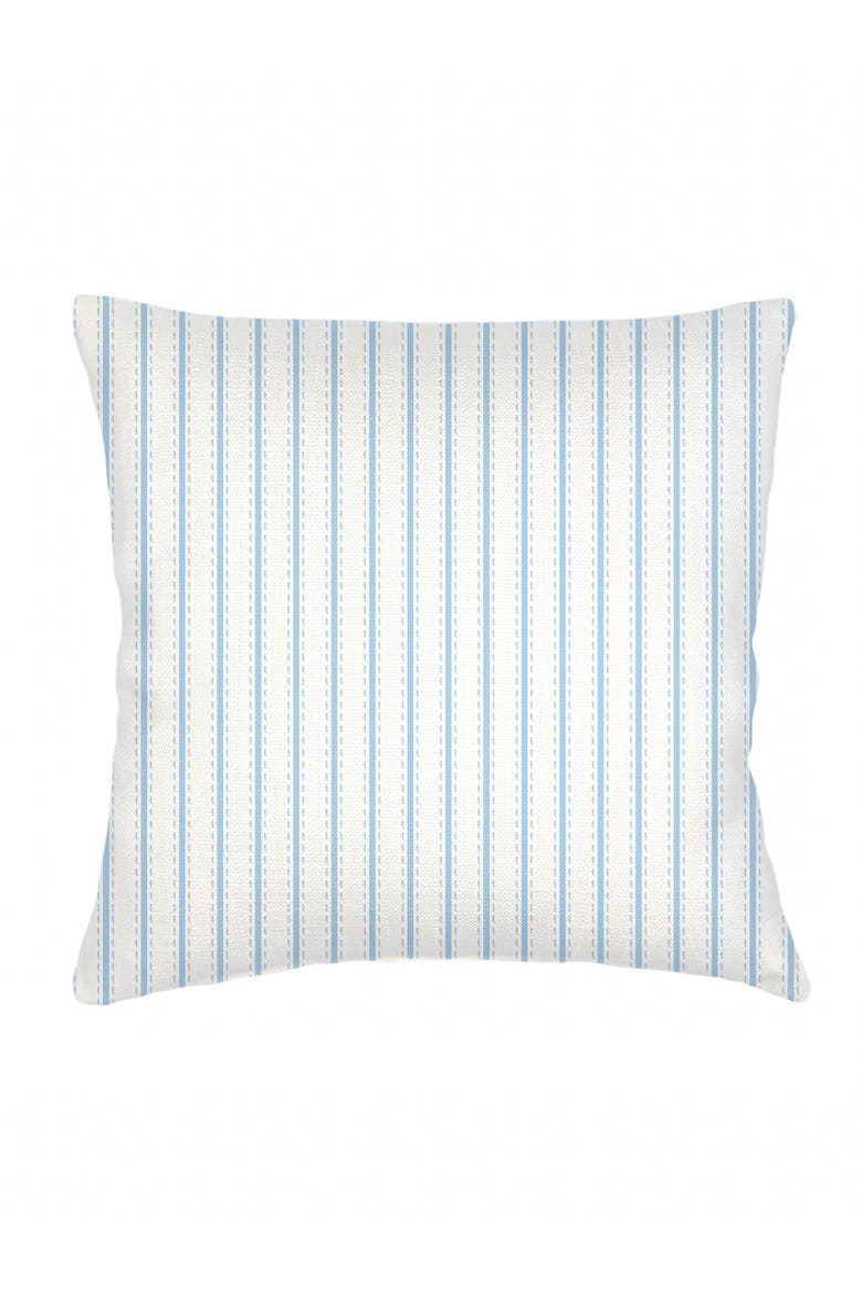 French Stripe Linen Pillow with Down Alternative Insert, Main, color, Blue