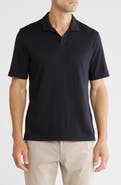 NORDSTROM RACK Short Sleeve Cotton & Linen Blend Johnny Collar Polo