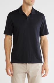 NORDSTROM RACK Short Sleeve Cotton & Linen Blend Johnny Collar Polo