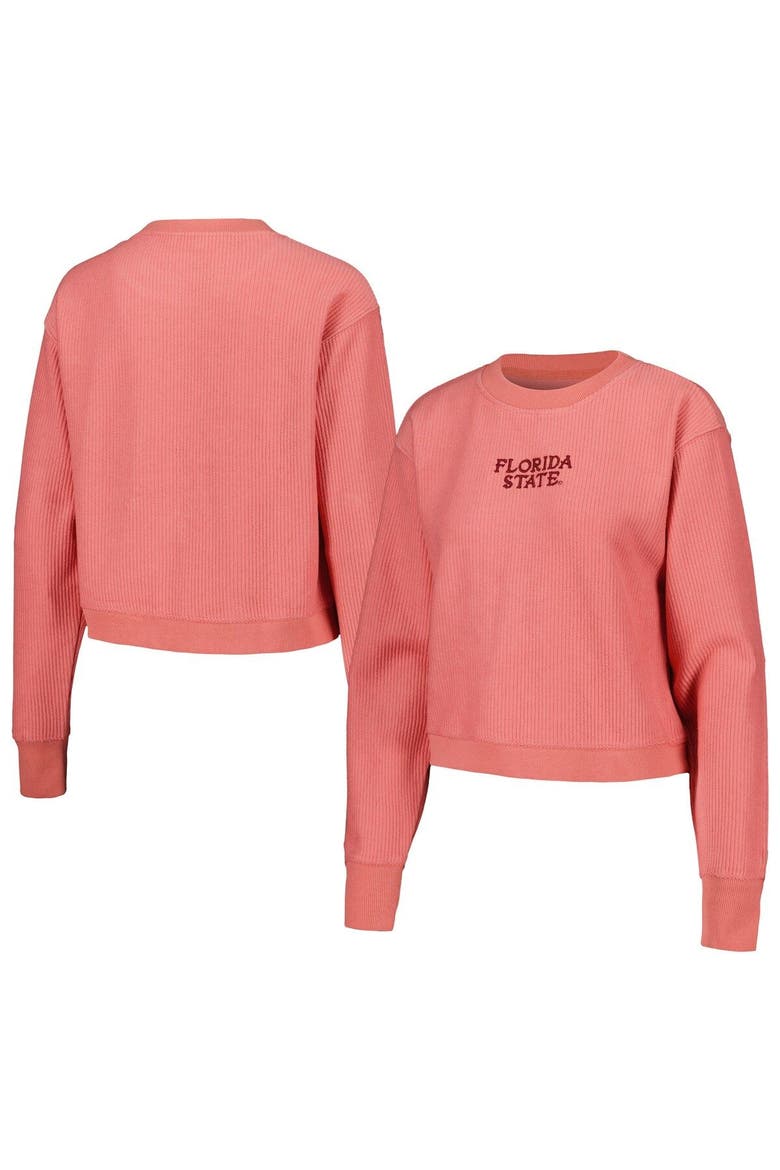 Women's League Collegiate Wear Coral Florida State Seminoles Timber Cropped Pullover Sweatshirt, Main, color, Coral