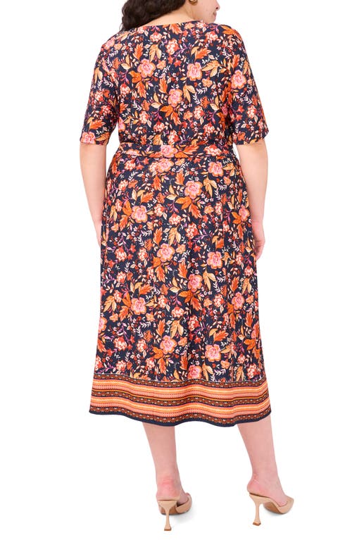Vince Camuto Tie Front Midi Dress In Multi