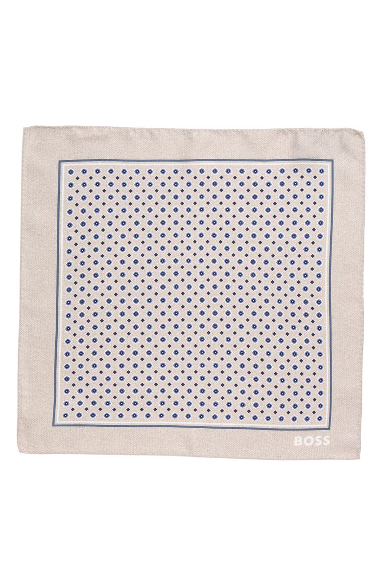 BOSS Silk Pocket Square, Alternate, color, Open Beige