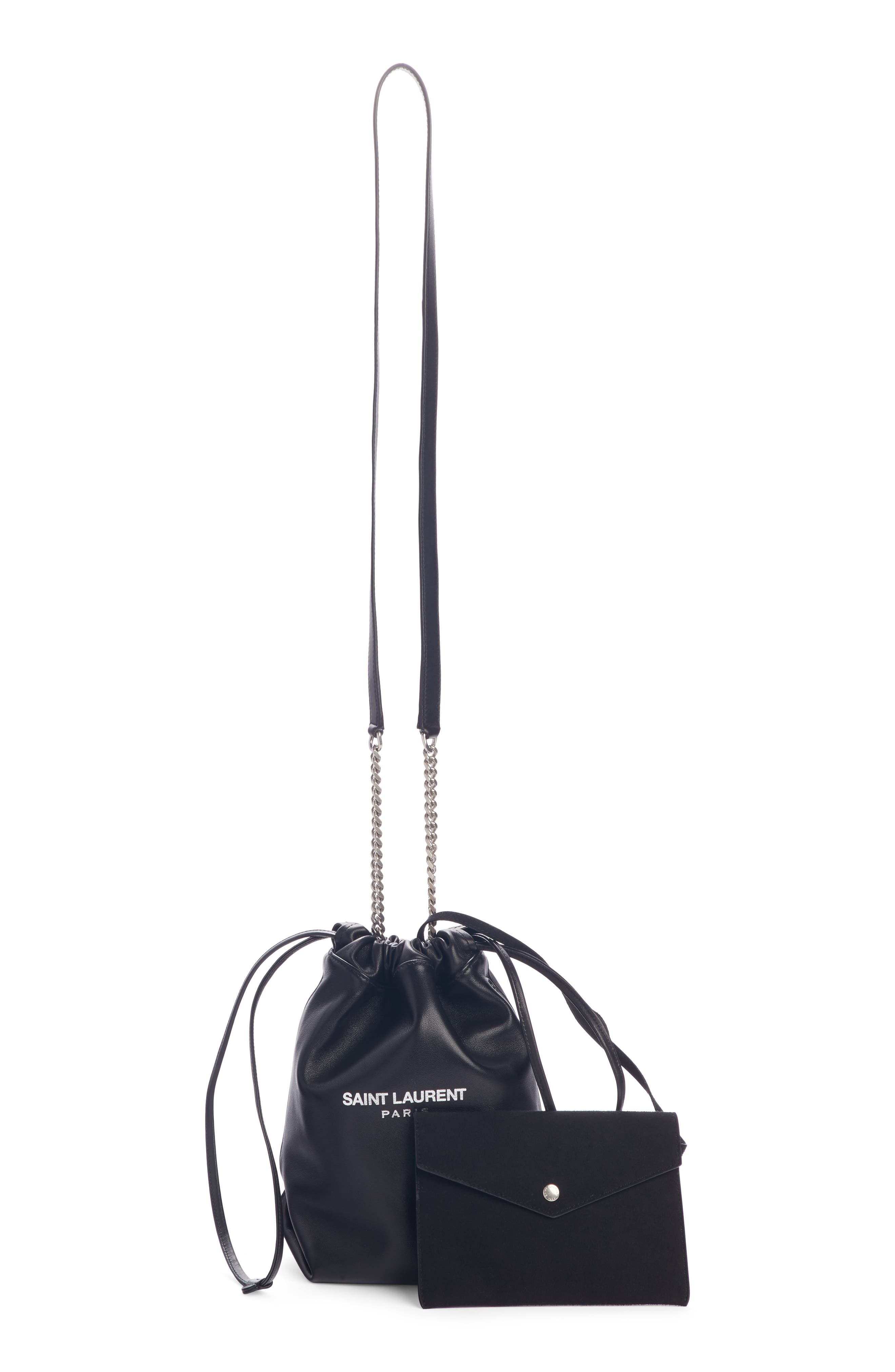 Saint Laurent Small Teddy Leather Bucket Bag, Alternate, color, 