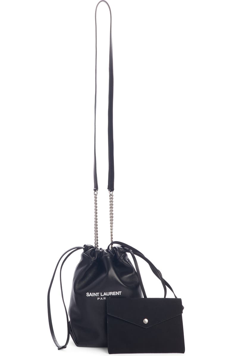 Saint Laurent Small Teddy Leather Bucket Bag, Alternate, color,