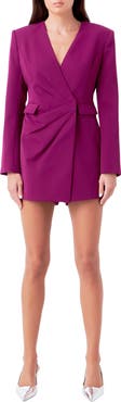 Endless Rose Draped Long Sleeve Blazer Romper