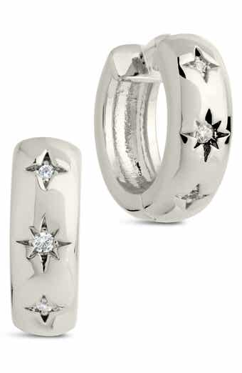 Sterling Forever Harmoni Star Cubic Zirconia Hoop Earrings
