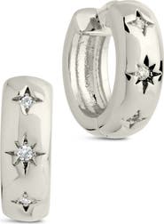 Sterling Forever Harmoni Star Cubic Zirconia Hoop Earrings