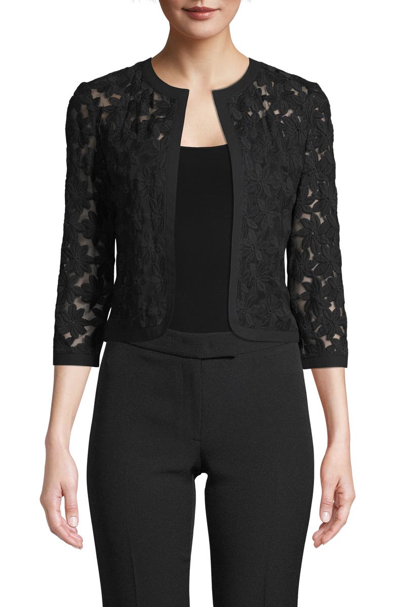 Anne Klein Floral Lace Crop Cardigan, Main, color, 