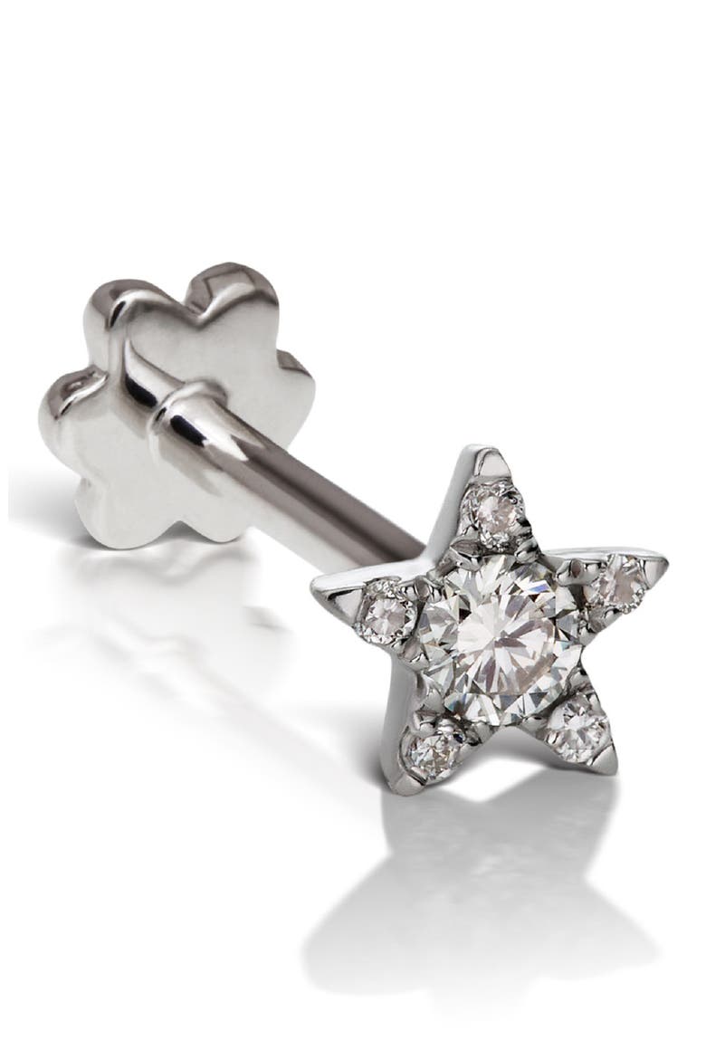 Diamond Star Threaded Stud Earring, Alternate, color, WHITE GOLD/ DIAMOND