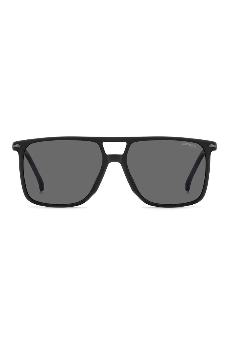 59mm Polarized Navigator Sunglasses, Main, color, MATTE BLACK/ GREY PZ