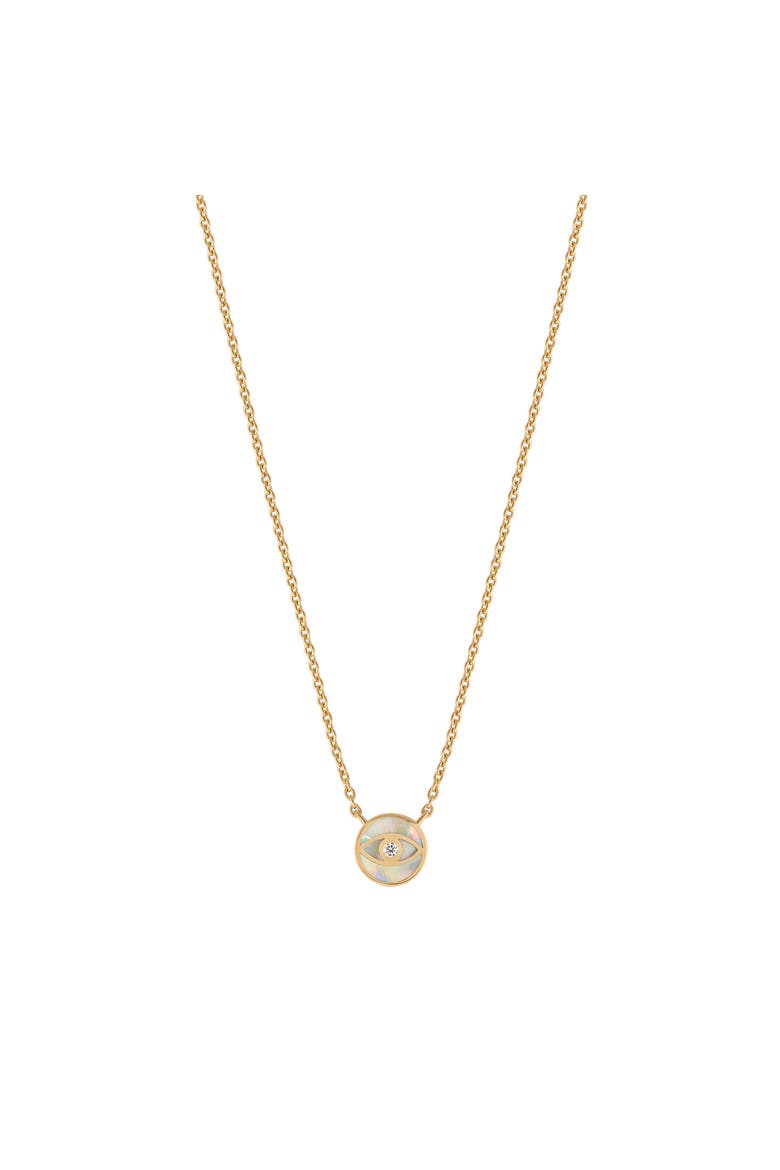 Zen Warrior Gold Evil Eye Necklace, Main, color, Gold/white